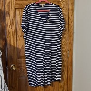 Michael Kors Navy Blue/White Jersey Knit Dress